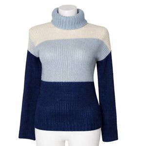 Alison Andrews Colorblock Turtleneck Sweater | Size Small | Cozy Chic